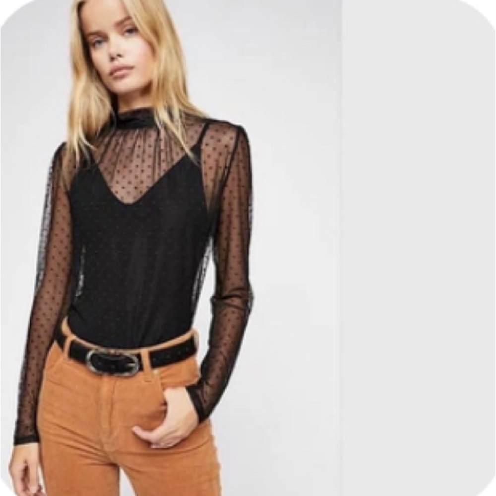 Free People Twice the Fun Thong Black Bodysuit